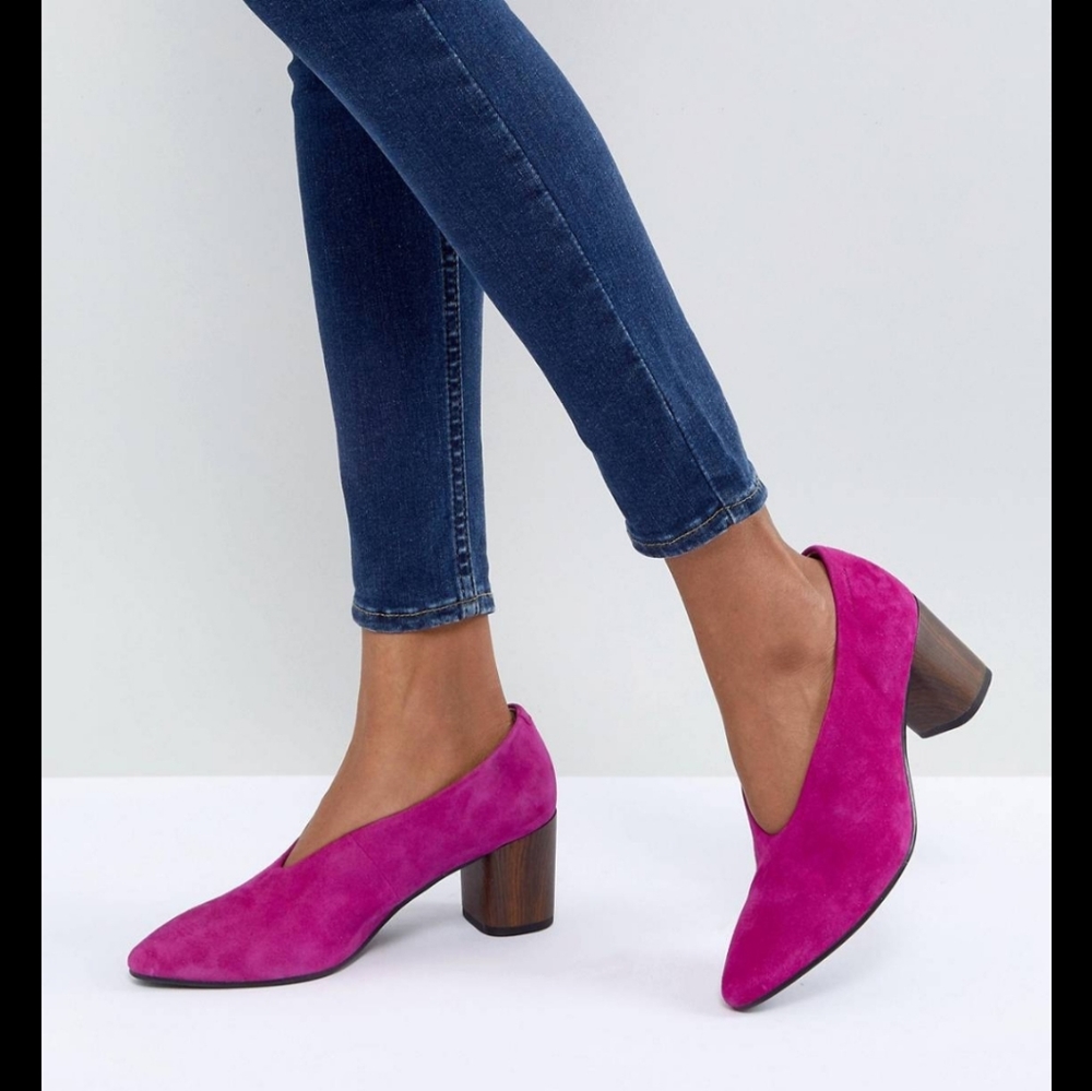 Vagabond Eve Magenta High Vamp Wooden Heeled Shoes